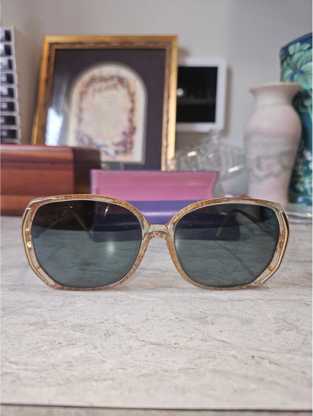 Vintage Tura Sunglasses with Purple Case